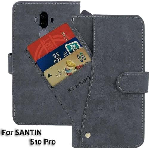 Leather Wallet SANTIN S10 Pro Case 6" Flip Fashion Luxury Front Card Slots Cases Cover Business Magnetic Phone Bags