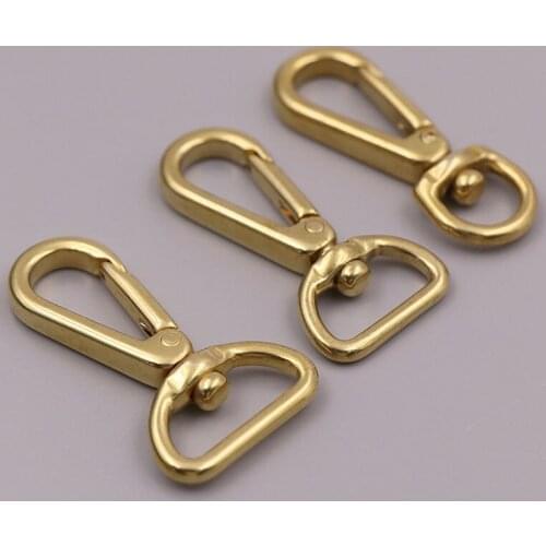 Brass eye hook and rotatable clip trigger clasp for leather craft strap