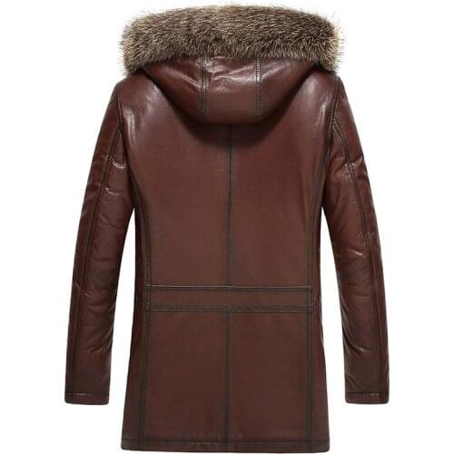 Genuine Leather Pure Natural Coat Men Real Raccoon Fur Collar Jackets Sheepskin Jacket 1765 MY736