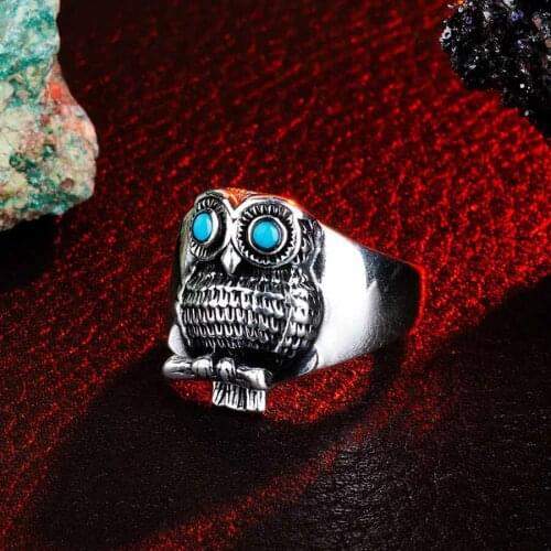 3D Owl Style Silver Men Ring Handmade Animal Accessory Vintage Silver Jewelry High Quality Fashionable 925K Silver