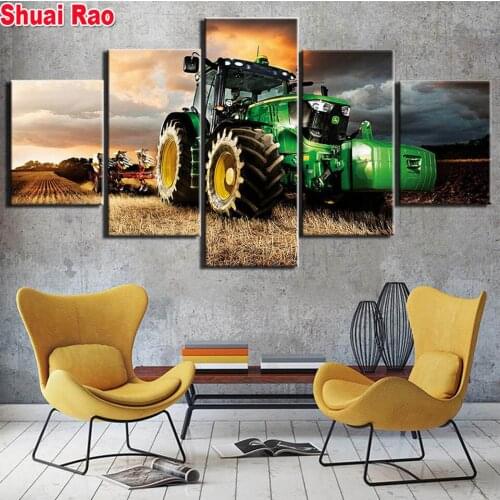 Multi-Picture diy diamond painting farm tractor full square/round drill 5d mosaic embroidery sale needlework art 5 piece