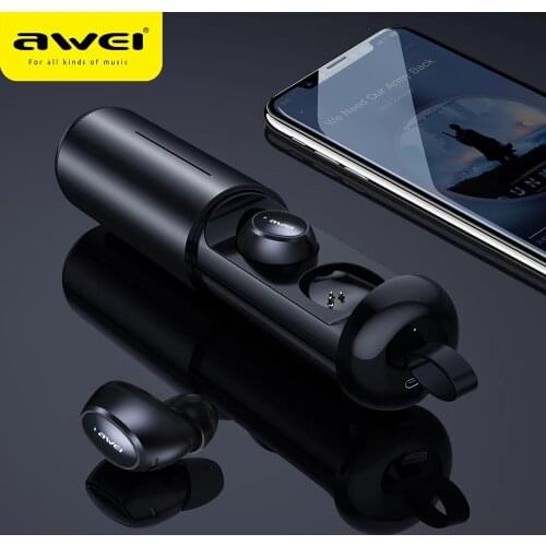 Awei TWS V5.0 True Wireless Stereo TWS In-ear Earphone Bluetooth Earbud Dual Microphone Headset With Charging Case T5