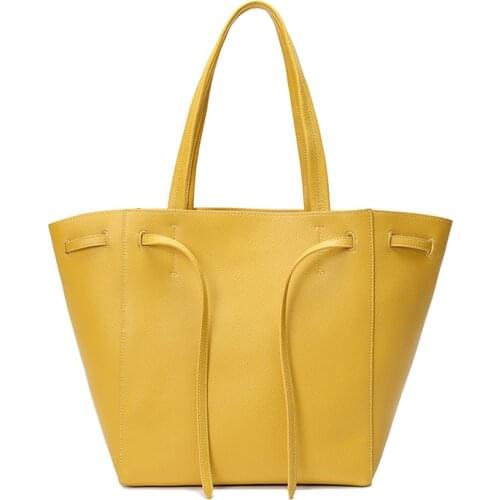 2020 New Fashion Genuine Leather Women Large Bucket Handbag Shopping Totes