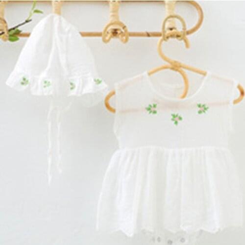 New 2021 Baby Girls Rompers Sleeveless Embroider Jumpsuit Clothes + Hat Summer Baby Girls Rompers Kids Clothes Rompers