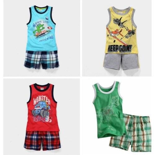 Summer Cartoon Suits Cotton Childrens Clothing Boy Pajamas Baby Printed Pijamas Sets Kids Sleepwears Pyjamas Girls