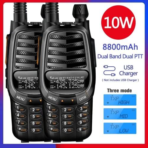 2pcs 2021 New BAOFENG UV-X10 10W Powerful Dual PTT Dual Band VHF/UHF USB Charging Ham 2 Way Radio Update UV-5R Walkie Talkies Tr