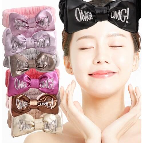 New Colorful OMG Letters Bow Coral Fleece Hairbands For Women Girls Headbands Bandanas Hair Bands Headwear Kids Hair Accessories