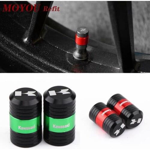 With LOGO KAWASAKI MOTORCYCLE Aluminum Wheel Tire Valve caps For KAWASAKI New NINJA650 ER6N ER6F ZX6R ZX10R ZX14R All Year