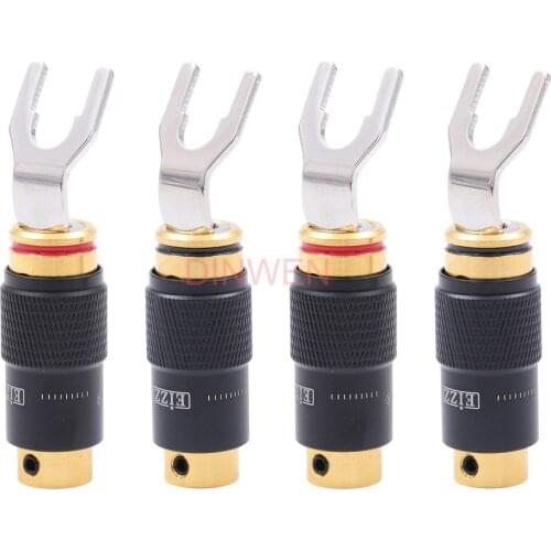 BANANA PLUG SPADE Y Fork Connector Rhodium Plated Copper Speaker Cable Male Jack Plug For Audio Amplifier DIY HiFI