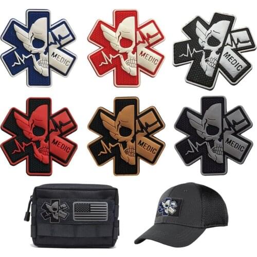 Souvenirs Tactical Embroider Patch 3D PVC Medical PARAMEDIC Skull Patches Tactical Military Patches Combat Rubber Medic Badge