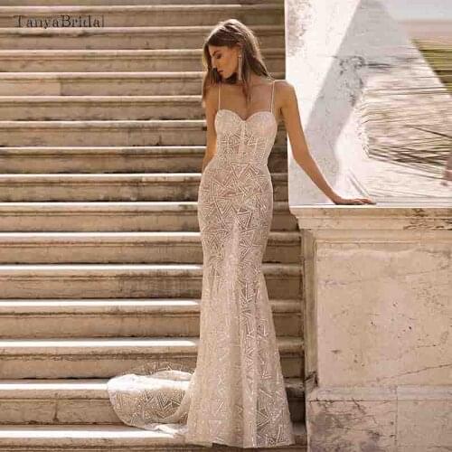Spark Sequins Beads Wedding Dresses New Fashion Gorgeous Mermaid Bridal Gowns Custom Noivas Chic DW160