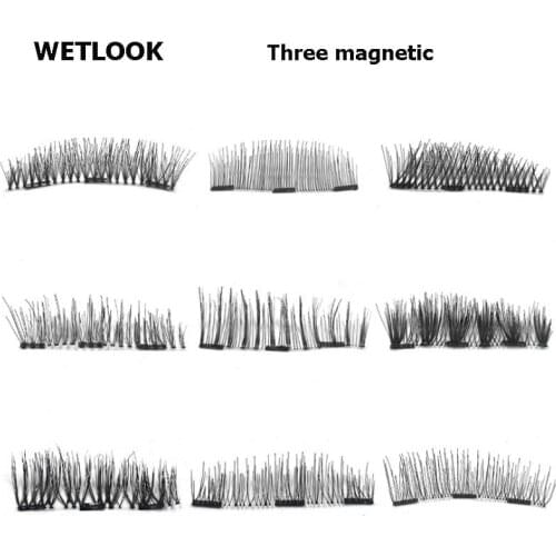 3D Three Magnetic False fake Eyelashes on magnets reusable Fashion magnet lashes eye lashes Ultra-Thinner Extension Tools C189