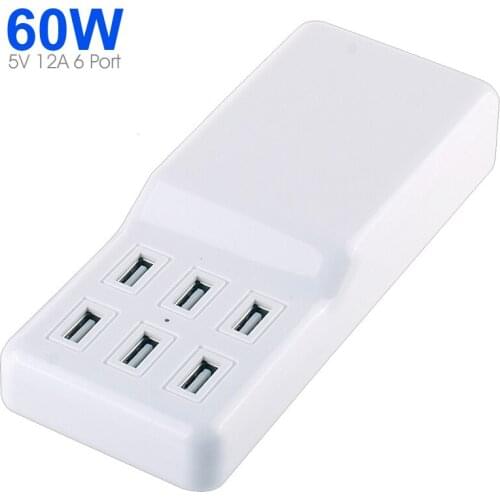 Universal 5V 12A 60W 6 USB Charger Travel Wall Charger Adapter For iPhone ipad Samsung Smart Phone Tablet Mp3 USB Mobile Devices