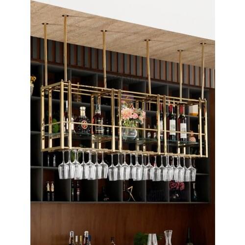 Stainless steel wine rack rack creative wine glass rack upside down hanging home open kitchen goblet light luxury