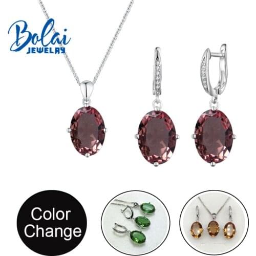 Bolai jewelry,Color Change zultanite Jewelry set 925 sterlings silver fine jewelry created gemstone for girl nice birthday gift