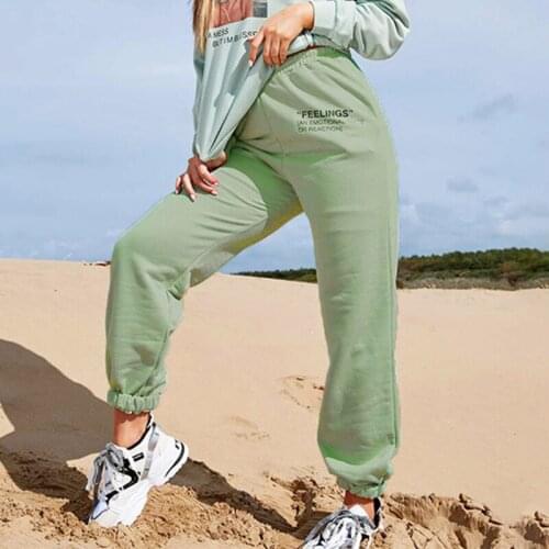 2021 Womens Letter Printted Casual Loose Sweatpants Elastic Hight Waist Fashion Ladies Loose Trousers Streewear Hip Hop Pants