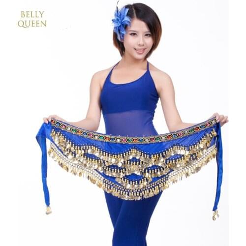 Women Belly Dance Wrap Bellydance Coin Belt Velvet Tribal Dance Costume Golden Coins Sequins Tassels Belly Dance Belt
