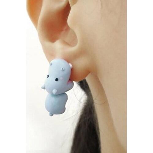 1 Pair Cute Animal Bite Earring Cartoon Soft Clay Animal Earrings Tyrannosaurus Bite Earrings Dinosaur Earrings Party Fun Gifts