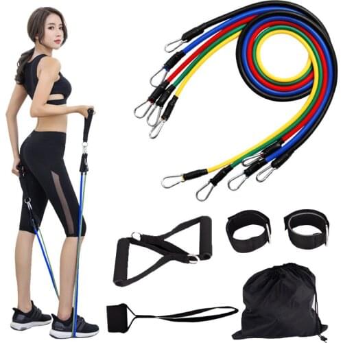 11 Pcs/Set Resistance Bands Gym Exercise Yoga Tubes Pull Rubber Rope Fitness Elastic RubberTraining Expander резинка для фитнеса