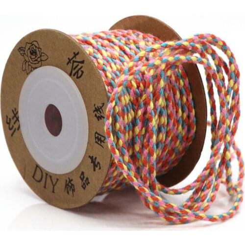 2.0mm 24 Yards Braided Cotton Yarn DIY bracelet Cord Four Color Cotton Braided Rope Diy Craft Accessories