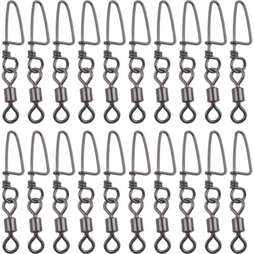 20pcs Stainless Steel Fishing Swivels Snap Ball Bearing Rolling Sea Fishing Connector Fishing Tackle Accessories