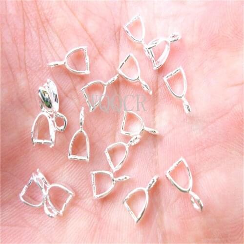 200PCS Wholesale 925 Silver For Necklace Earrings DIY Jewelry Making Results Bail Connector With Clip Pendant Linker
