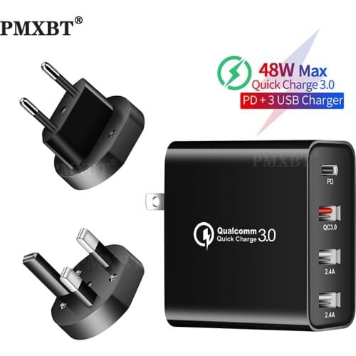 48W Multi USB Charger Quick Charge 3.0 QC3.0 PD Type C Fast Charging For iPhone Xiaomi Samsung Mobile Phone Adapter Wall Charger