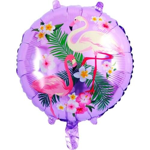 5pcs Hawaii Flamingo Round Aluminum Foil balloon Tropical pineapple Happy birthday helium globos for Birthday Party Decor Supply