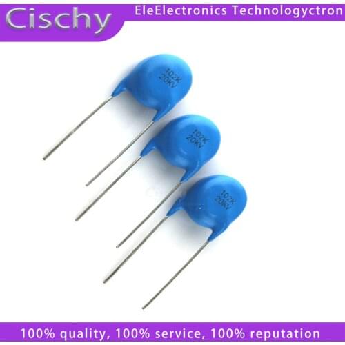5pcs/lot 20KV102K High voltage ceramic chip ceramic capacitor 20KV102 1000PF 1nF 102K 20KV 14.7MM In Stock