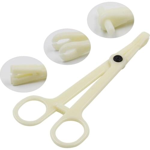 5Pcs Disposable Sterile Piercing Tools Slotted Navel Forceps Clamp Triangle Open Plier Ear Nose Piercing Tools Makeup Aid Tools