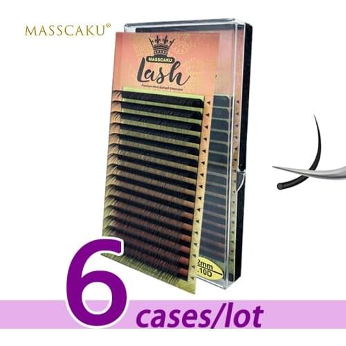 6 Cases/Lot MASSCAKU Matte soft individual eyelashes all size high quality classic eyelash extension extension for professionals