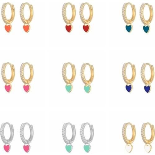 CANNER 2021 Trend Vintage Pendientes 925 Sterling Silver Earrings For Women Earrings Hoop Water Droputterfly Enamel Earring Aro