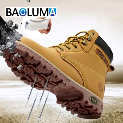 Brand Men Boots Steel Anti-puncture Men Safety Shoes Comfortable Men Safety Work Shoes Outdoor Non-slip Zapatos De Hombre