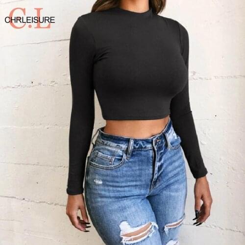 Женские однотонные футболки CHRLEISURE China At AliExpress