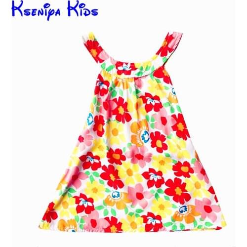 Childrens Clothing For Girls Summer Dresses Fashion Style Cotton Floral Flower Print Birthday Party Girl Dress Kids Tutu Dress
