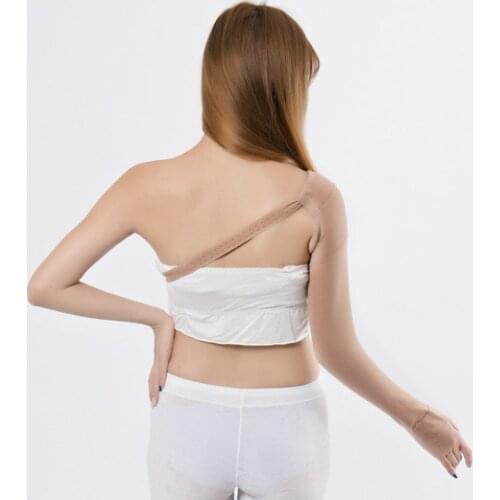 Breathable Left Hand Anti Swelling Arm Compression Sleeve with Glove for Post Mastectomy Lymphedema