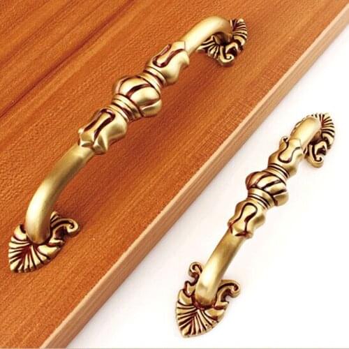 European antique furniture Pure copper handle American cabinet drawer pulls Retro wardrobe handle closet handle kitchen handle