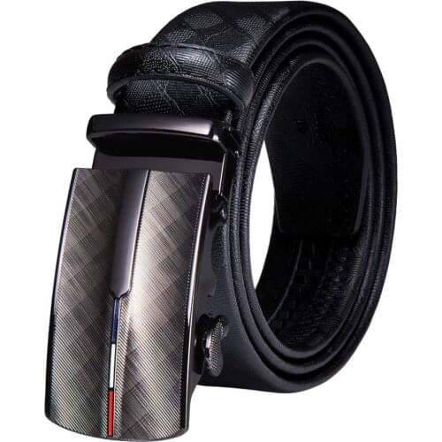 Italian Automatic Buckles Formal Mens Belts Black Leather Ratchet Men Belt Waist Straps for Suit Dress Business Dad Son Big Size