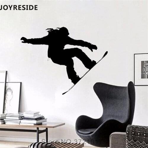 JOYRESIDE Jumping Snow Wall Decal Sport Athlete Wall Sticker Snowboard Vinyl Decal Home Livingroom Decor Interior Design A777