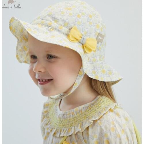DBJ17490 dave bella summer fashion new born baby girls cute bow floral print girl hat