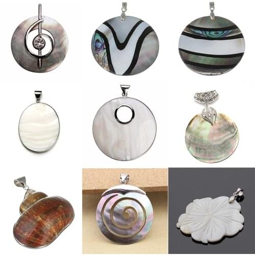 Hot Vintage Natural Mother of Pearl Shell Pendants Abalone Paua Shell Pendants Charms for DIY Necklace Jewelry Making Findings