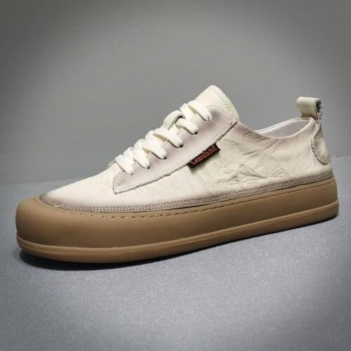 Little white shoes, mens shoes the first layer of cowhide, soft sole, soft surface, wear-resistant and comfortable sneakers