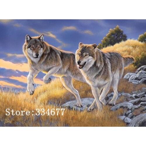 Cross Stitch Kits Crafts 14CT Unprinted Animal wolf on the Prairie Embroidered Set Handmade Arts Oil Painting Wall Home Decor