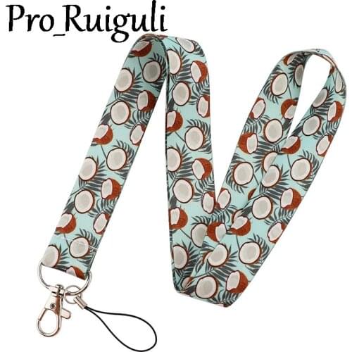 Drinks Coconut Juice Keychain Lanyards Id Badge Holder ID Card Pass Gym Mobile Phone Badge Holder Key Strap webbings ribbons