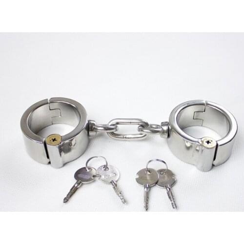 HOT metal handcuffs sex BDSM bondage Invisible round lock 100% stainless steel hand cuffs adult game sex toys for women/men