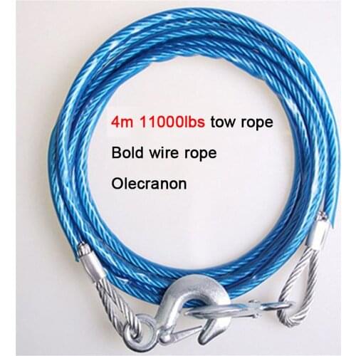 New Car Towing Winch Rope Wire Thick Tow Pull Strap 11000lbs 4 Meters Olecranon Hook Maintenance String for ATV UTV Off-Road