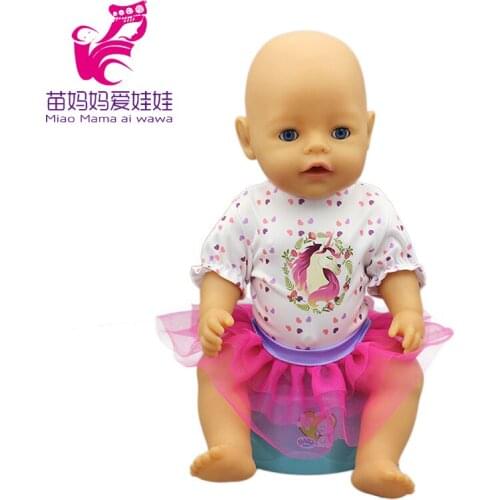 Doll clothes for 43cm Baby doll unicorn clothes dress doll head band for 18 inch doll clothes set