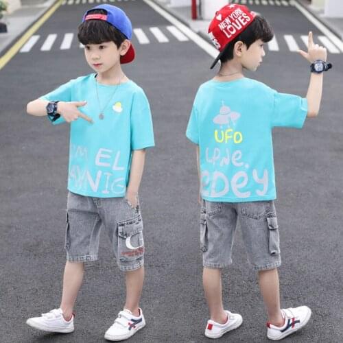 3-14 Years Summer Boy Clothing Set 2021 New Casual Fashion Active Cartoon T-shirt+ Pant Kid Children Baby Toddler Boy Clothing