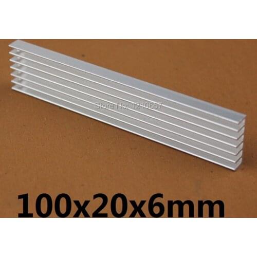10pcs LOT 100 x 20 x 6mm Silver Aluminum Heat sinks IC Chip Cooler Cooling Heatsink