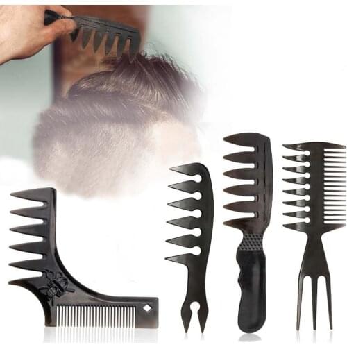 Handle Grip Large Tooth Detangling Curly Hair Comb Back Head Styling Beard Oil Comb Men Hairdressing Wide Teeth Comb Set